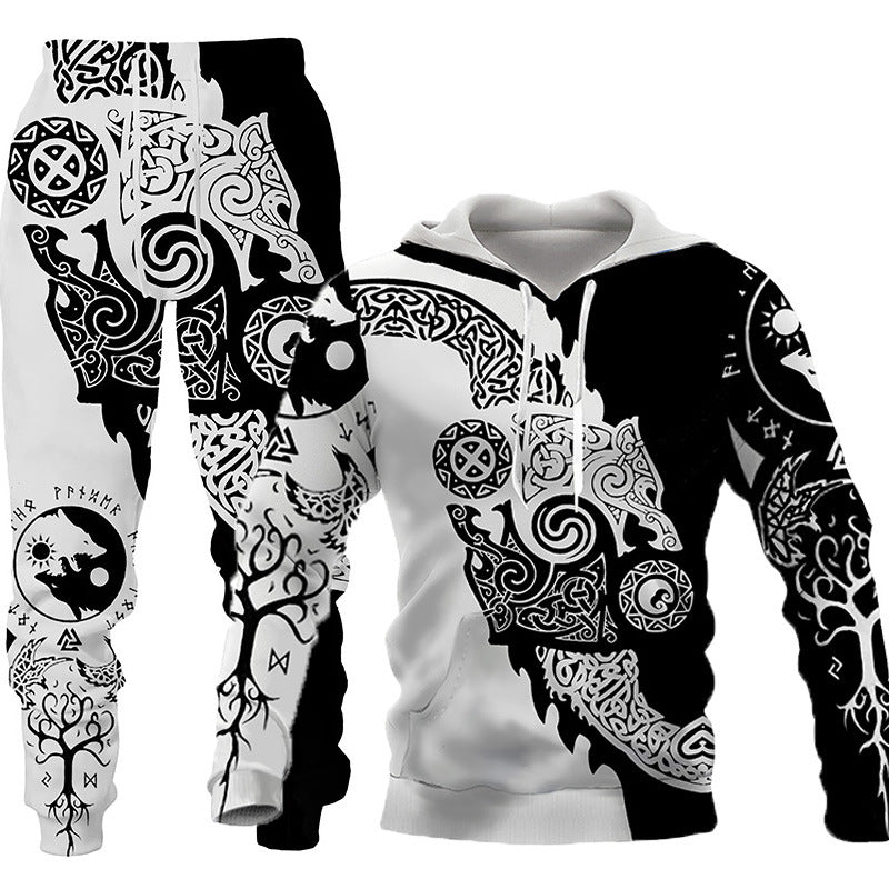 3D Sportswear Hooded Sweatsuit Two Piece Outdoors Running Fitness . $ 27.83