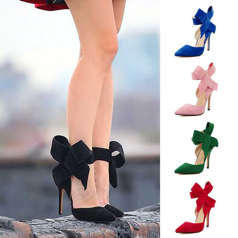 Big Bow Pumps Women Thin High Heel Shoes For Party Festival