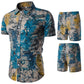 Fashion Men's Printed Short-Sleeved Shirt Suit