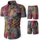 Fashion Men's Printed Short-Sleeved Shirt Suit