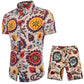 Fashion Men's Printed Short-Sleeved Shirt Suit