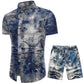 Fashion Men's Printed Short-Sleeved Shirt Suit