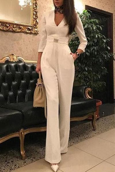 European And American New Women'S Wear Jumpsuit Ebay Quick Sell Sexy Deep V7 Split Sleeve Jumpsuit Shoppingevestore.com