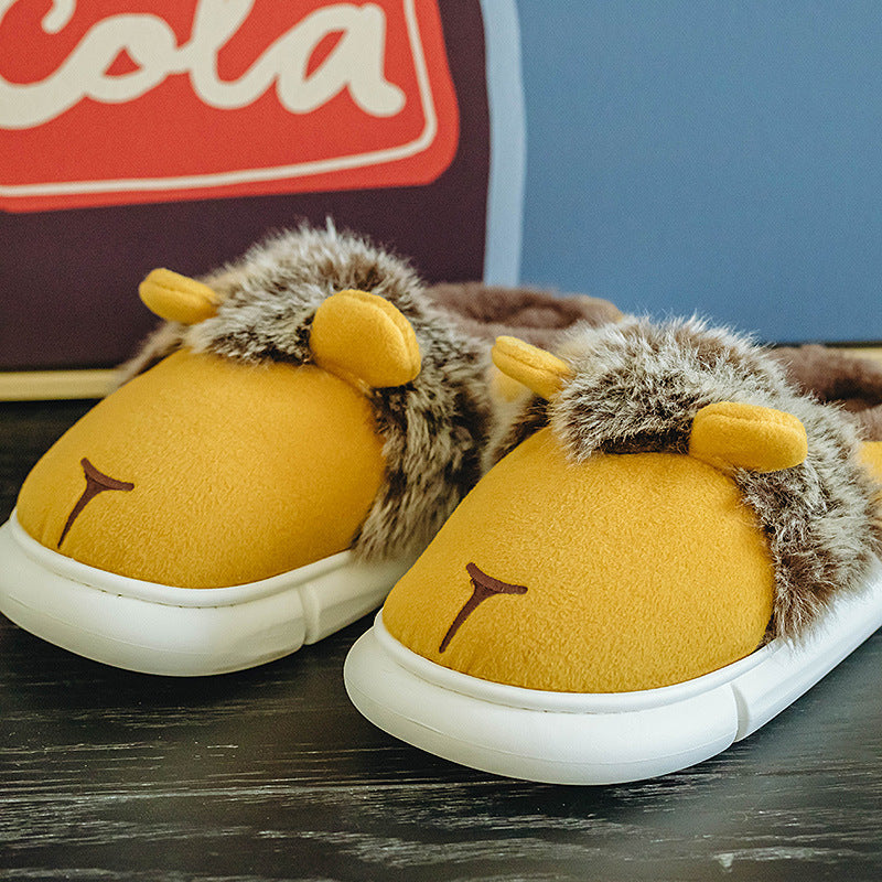 Cartoon Cotton Slippers Indoor Couple Plush Women Thick