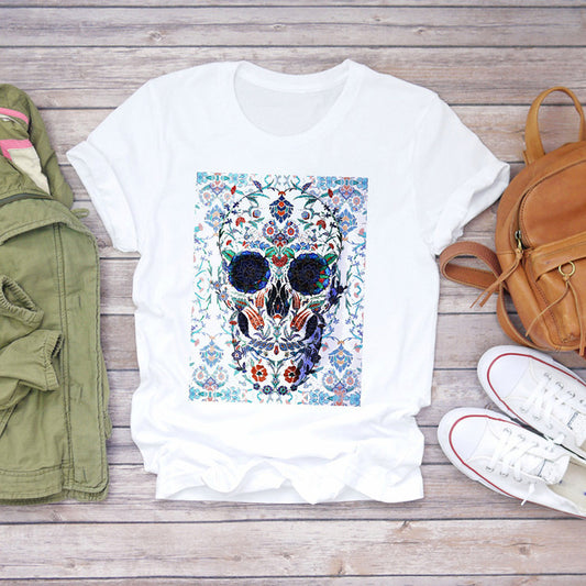 European And American Fashion Design Skull Pattern Printed Men's T-shirt Men's Top