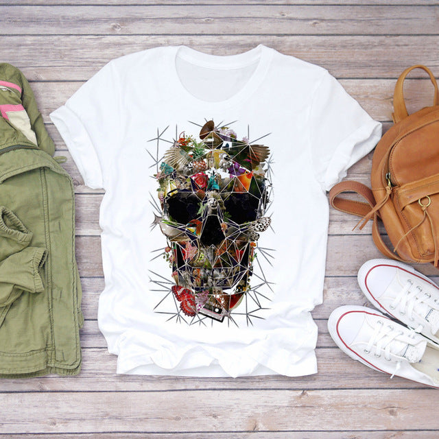 European And American Fashion Design Skull Pattern Printed Men's T-shirt Men's Top