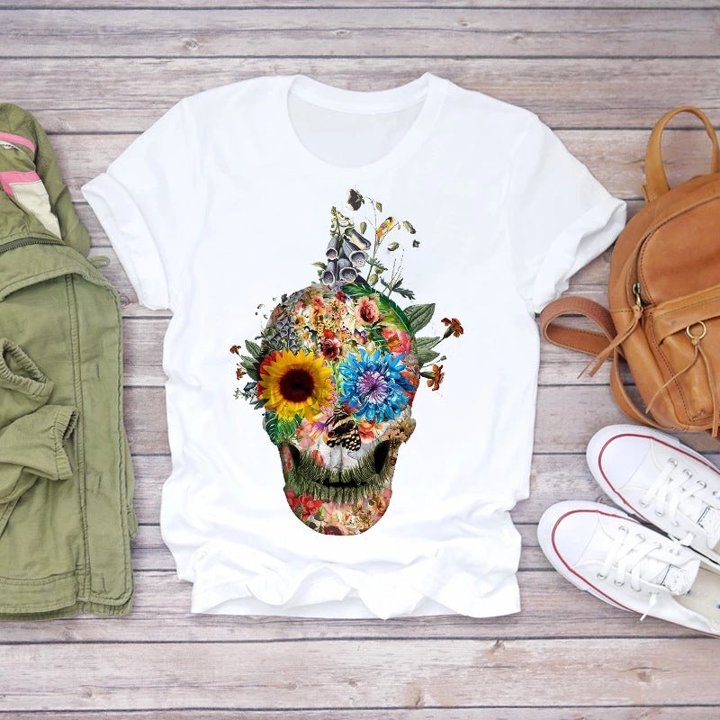 European And American Fashion Design Skull Pattern Printed Men's T-shirt Men's Top