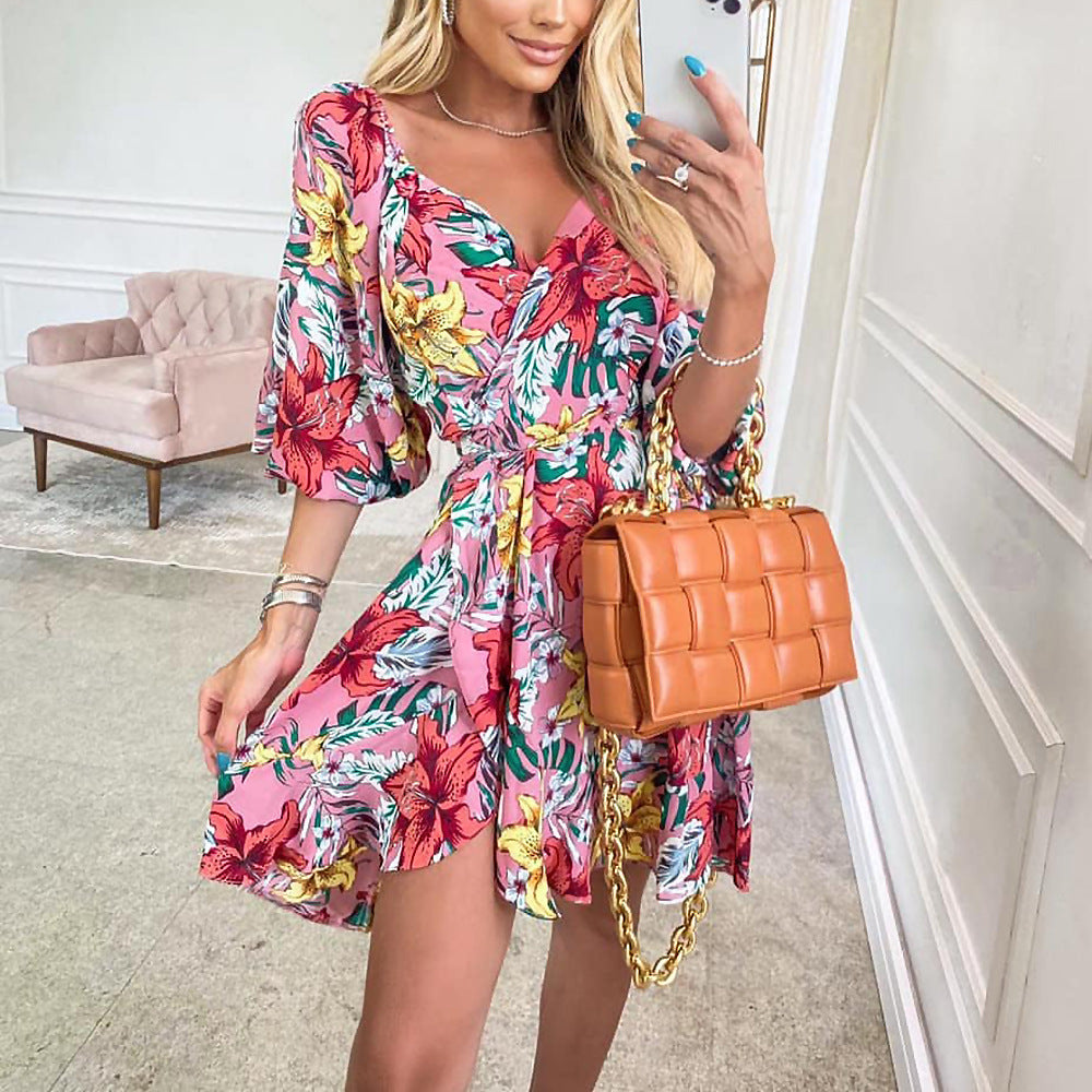 Fashion Printed Loose Casual Dress With Big Swing