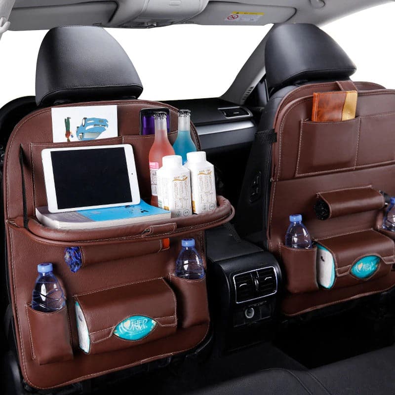 Car Seat Back Organizer Pu Leather Pad Bag Car Storage Organizer Foldable Table Tray Travel Storage Bag Auto Accessories Shoppingevestore.com