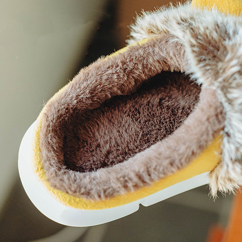 Cartoon Cotton Slippers Indoor Couple Plush Women Thick