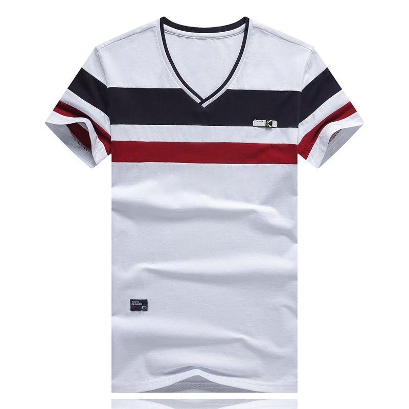 Fashionable And Simple Men's V-neck Slim Short Sleeves