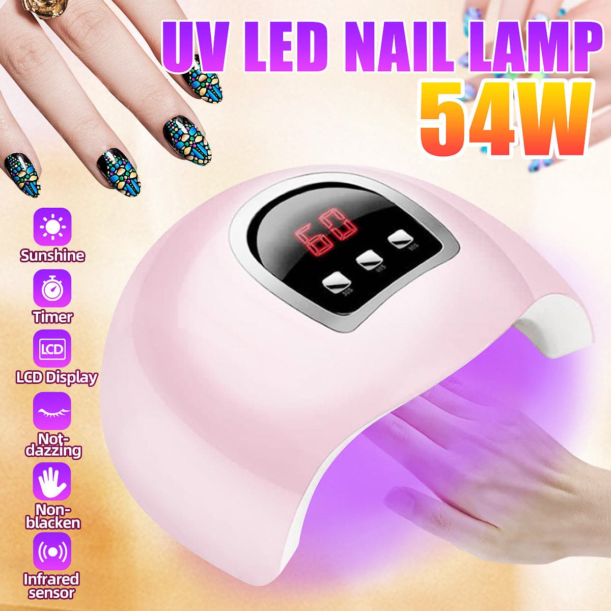 54W USB Nail Phototherapy Machine Induction Quick Dry Portable Nail Polish Glue Nail Lamp Shoppingevestore.com