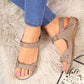 Fish Mouth Flat Wedge Heel Velcro Casual Sandals