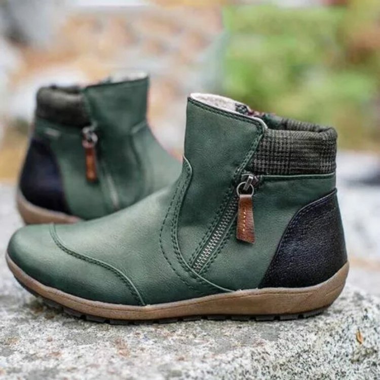 Ankle Boots Women Retro Shoes With Side Zipper