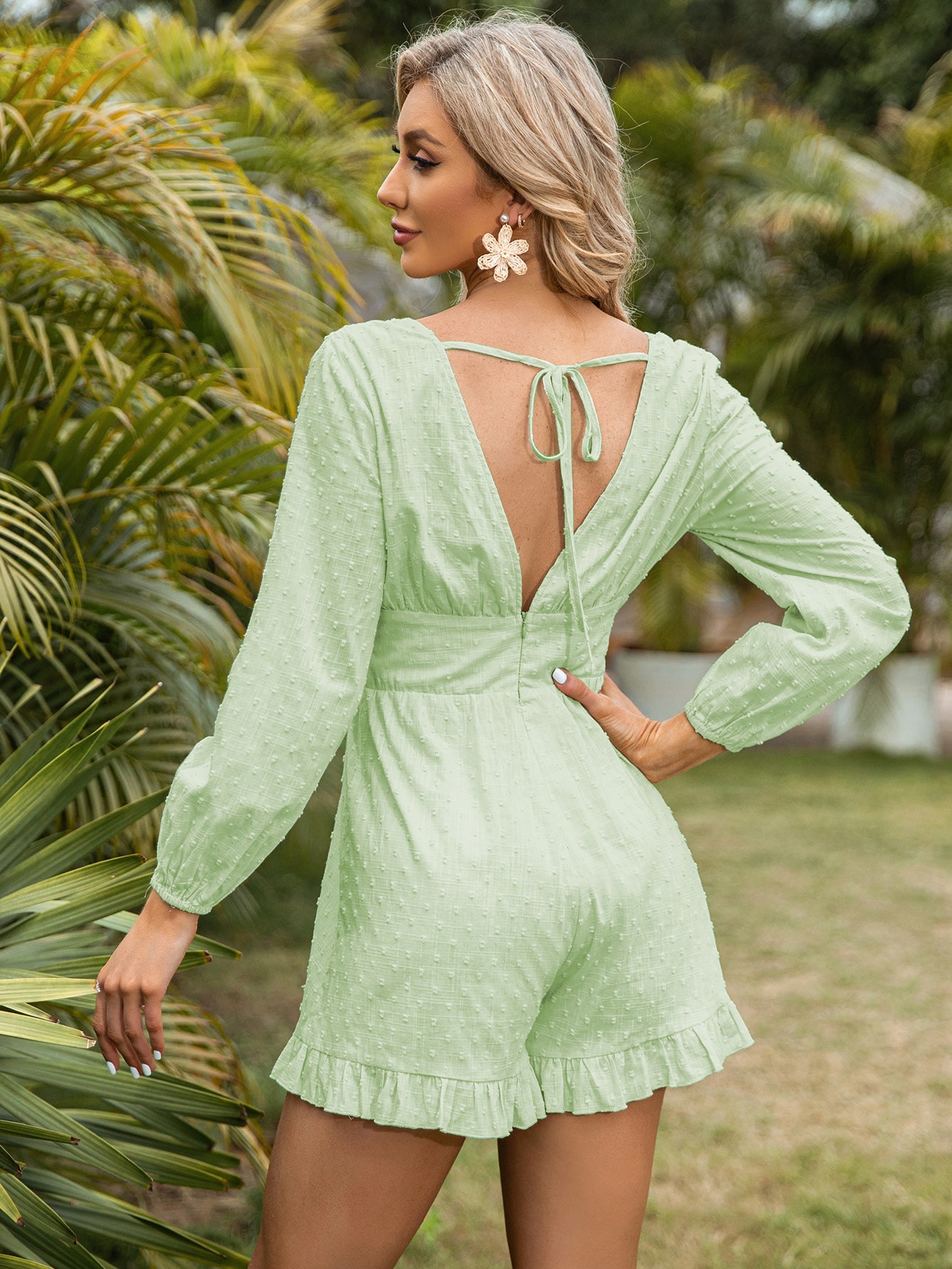 Green Women's Long Sleeve Jumpsuit